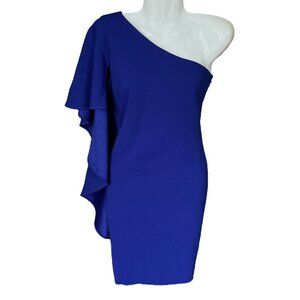 Calvin Klein Womens One Shoulder Sheath Dress Size 2 Blue Party Cocktail Event
